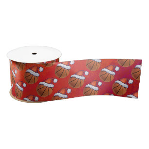 Ruban En Satin Basket-ball en Motif de Santa Hat