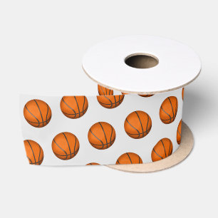 Ruban En Satin Basket-ball sur ruban satiné gris