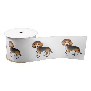 Ruban En Satin Basset Hound Tricolore Mignon Chien de Dessin Anim
