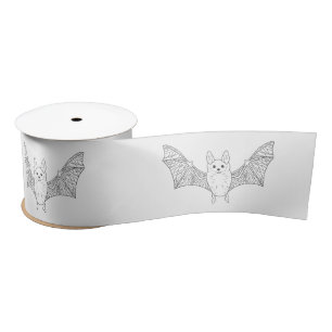 Ruban En Satin Bat Minimale Cute Avec Ligne D'Ailes Art Halloween
