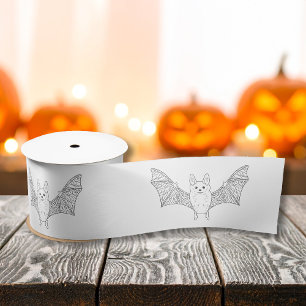 Ruban En Satin Bat Minimale Cute Avec Ligne D'Ailes Art Halloween