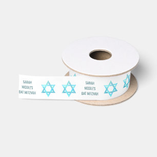 Ruban En Satin Bat mitzvah Bleu Opal Vacances Glam Personnalisées