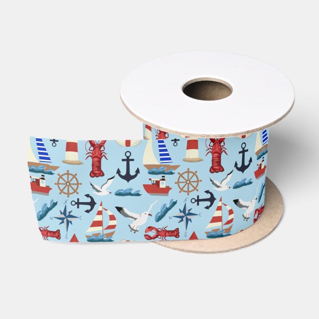 Ruban En Satin Bateaux marins (Bobine)