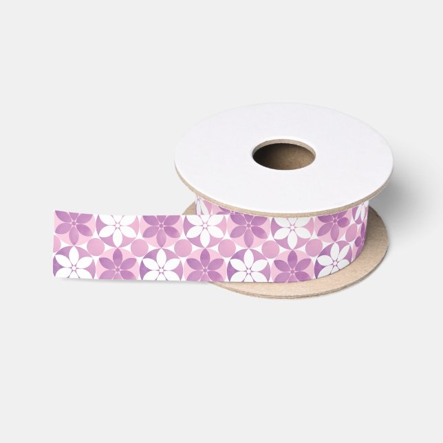 Ruban En Satin Beau Motif de carreaux d'aquarelle violet (Bobine)