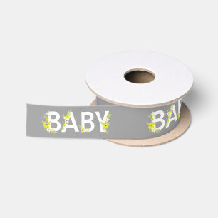 Ruban En Satin Bébé en fleurs Douche bleu Vintage fleurie Garç