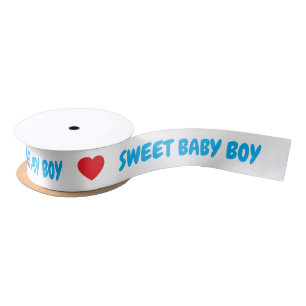 Ruban En Satin Bébé garçon doux bleu Cœur rouge