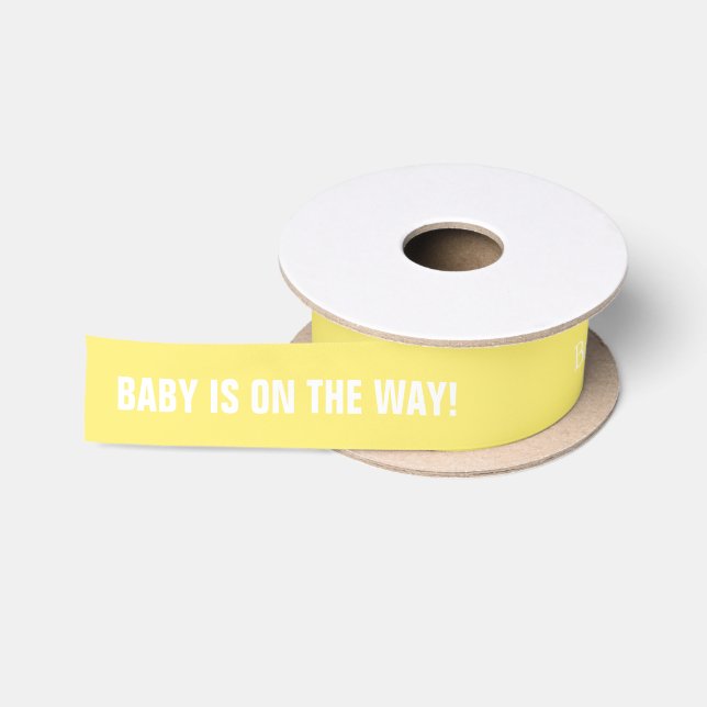 Ruban En Satin Bébé jaune sur le ruban personnalisé par manière (Bobine)