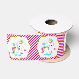 Ruban En Satin Bébé licornes, bonbons rayures