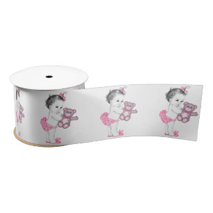 Ruban En Satin Bébé rose Teddy Ours bébé Fille Douche