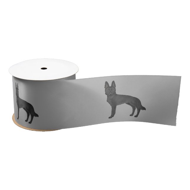 Ruban En Satin Berger noir allemand mignon dessin Chiens gris (Bobine)