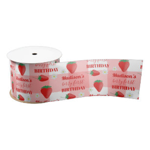 Ruban En Satin Berry First Birthday Strawberry First 1er Nom