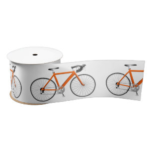 Ruban En Satin Bicyclette orange sur ruban satiné blanc