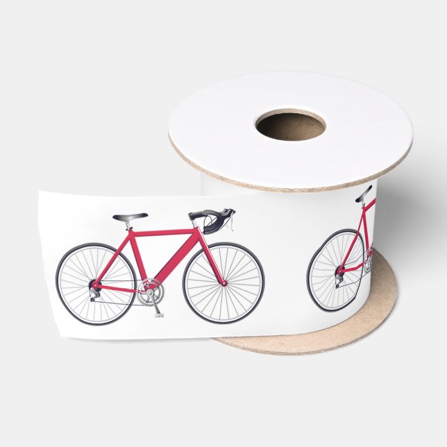 Ruban En Satin Bicyclette rouge en blanc (Bobine)