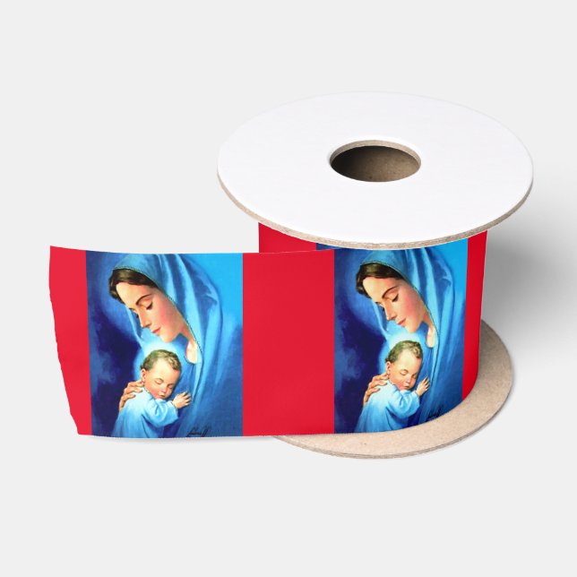 Ruban En Satin Bienheureuse Vierge Marie avec Bébé Jésus (Bobine)