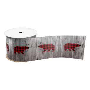 Ruban En Satin bison plaid ours sauvage un 1er anniversaire fête