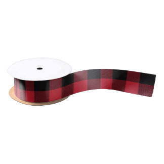 Ruban En Satin Bison rouge et noir tressé