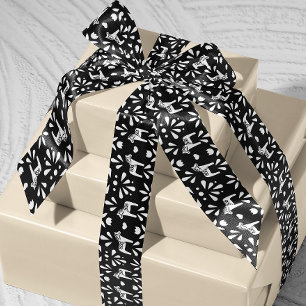 Ruban En Satin Black White Swedish Dala Horse cadeau de vacances