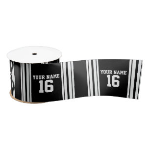 Ruban En Satin Black White Team Jersey Numéro personnalisé Nom