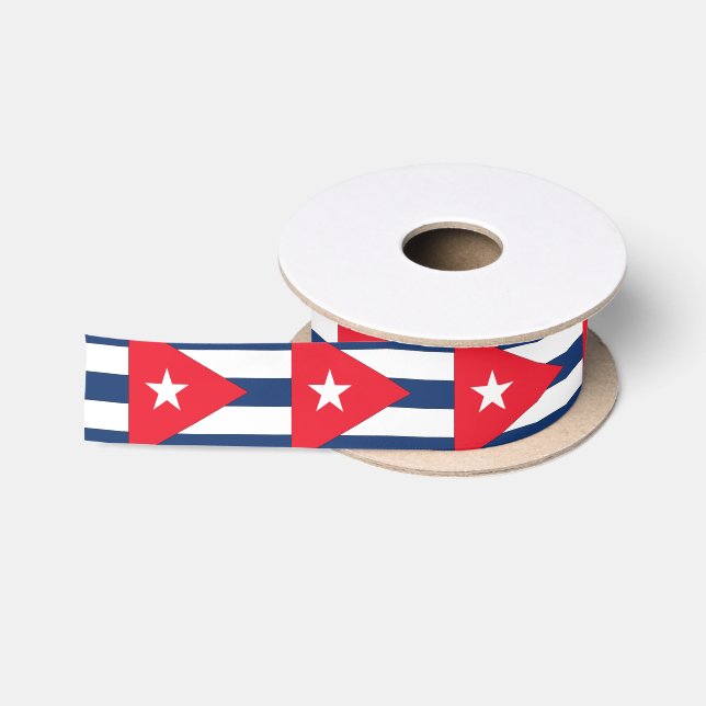 Ruban En Satin Blanc bleu rouge de drapeau du Cuba (Bobine)