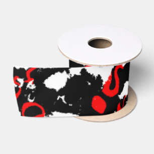 Ruban En Satin Blanc noir et rouge Abstrait