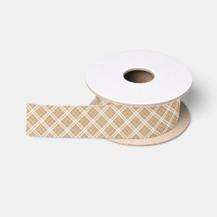 Ruban En Satin Blanc Shabby Chic Campagne Gingham Sur Kraft Color