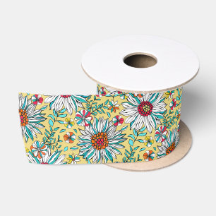 Ruban En Satin Blanc Turquoise Jaune orange Rouge Fleurs de margu
