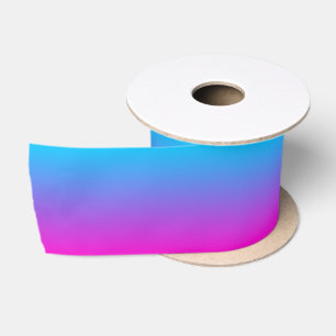 Ruban En Satin Bleu Aqua et Ombre Rose Néon