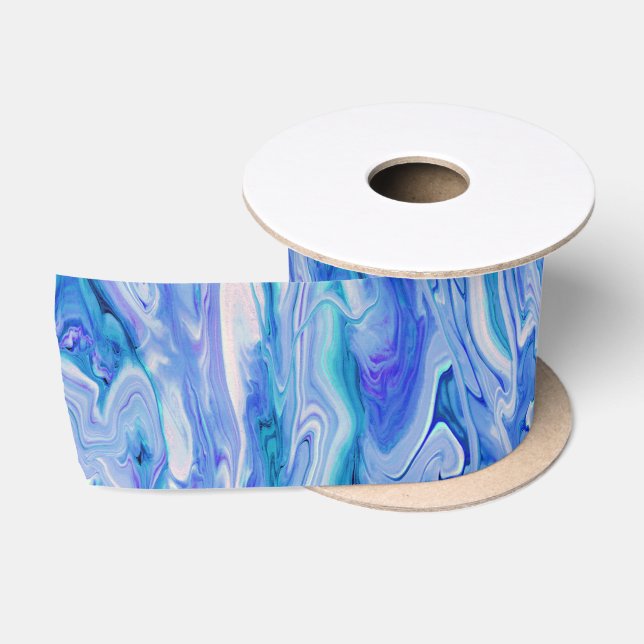 Ruban En Satin Bleu Blanc rose Turquoise Lilac Marbre Agate Abstr (Bobine)