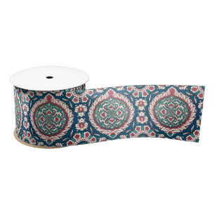 Ruban En Satin Bleu blanc rouge Turquoise Oriental Azulejo Motif