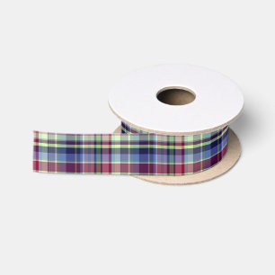 Ruban En Satin Bleu Ciel Navy Bourgogne Pistach Prépa Madras Carr