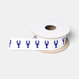 Ruban En Satin Bleu de la marine sur homard blanc