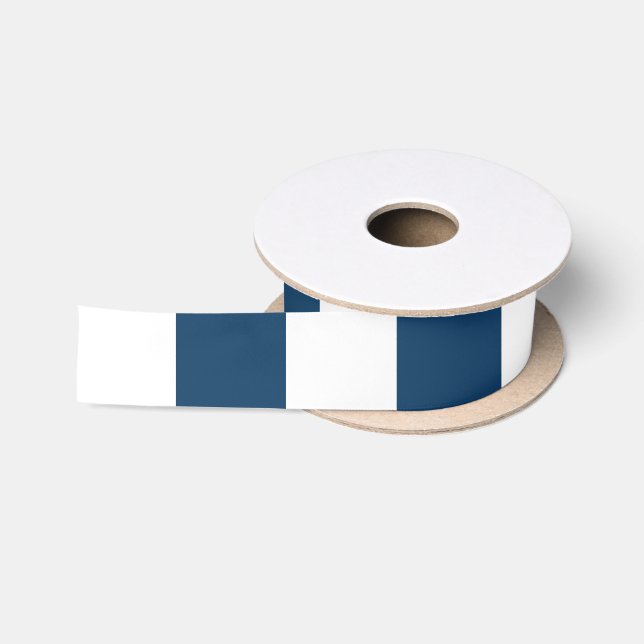 Ruban En Satin Bleu de marine, Blancs, Motif rayé (Bobine)