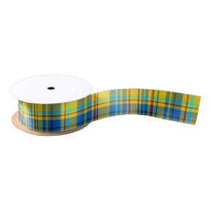 Ruban En Satin Bleu, Jaune, Rouge Plaid À damiers motif, Tartan