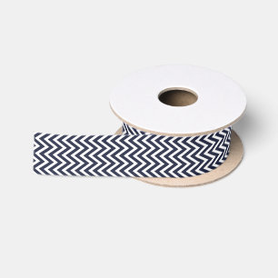 Ruban En Satin Bleu marine moderne Chevron Stripes