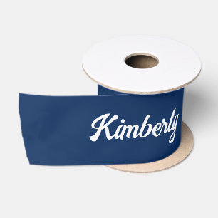 Ruban En Satin Bleu marine Nom personnalisé écriture école