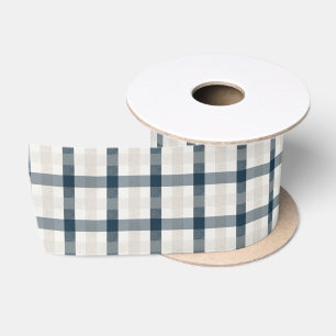 Ruban En Satin Bleu Plaid Vacances de Noël Coeur Beige
