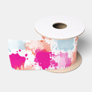 Ruban En Satin Bleu rose orange Abstrait Peinture
