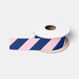 Ruban En Satin Bleu royal et rayures roses