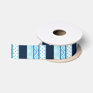 Ruban En Satin Bleu Turquoise Polka Point Grandes géométriques