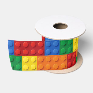 Ruban En Satin Blocs de briques colorées   Personnalisé