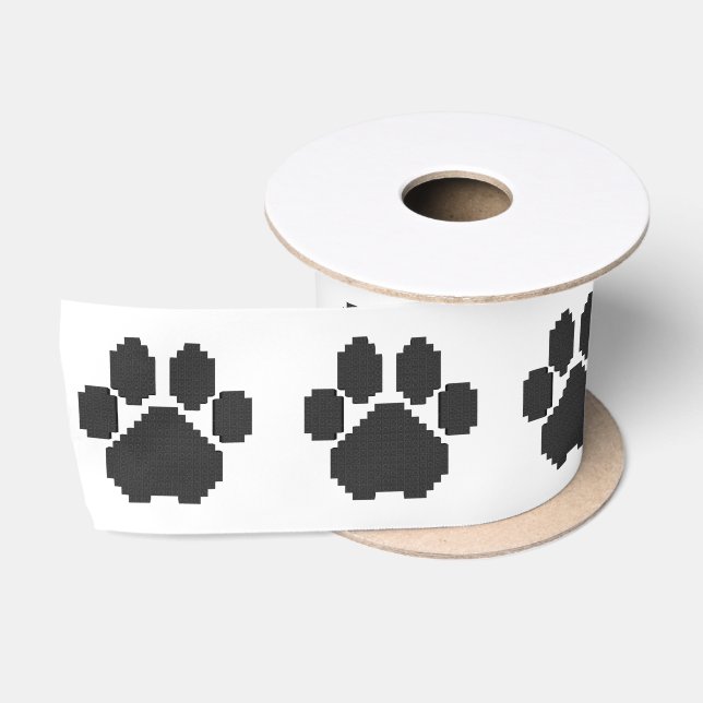 Ruban En Satin Blocs de construction d'empreintes de chien noir (Bobine)