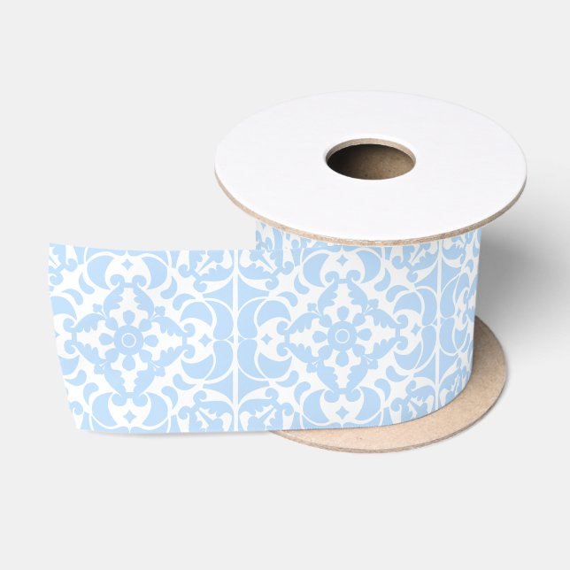 Ruban En Satin Blue Azulejos portugais espagnol méditerranéen (Bobine)