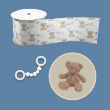 Blue Baby Boy Teddy Bear Aquarelle Baby