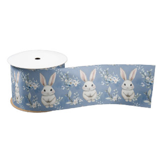 Ruban En Satin Blue Bunny Wishes – Custom Easter Wrapping Paper