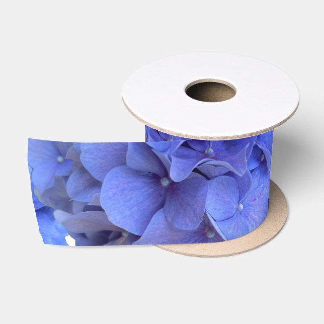 Ruban En Satin Blue periwinkel élégantes hydrangées florales (Bobine)