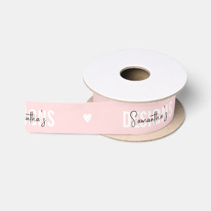 Ruban En Satin Blush rose moderne Monogramme Marque Nom d'entrepr