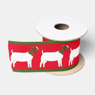 Ruban En Satin Boer Chèvres ferme Rouge et Vert vacances