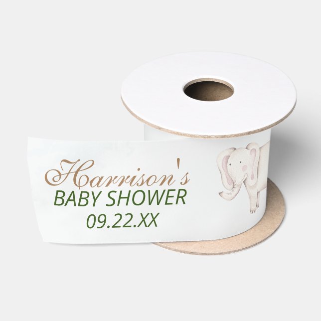 Ruban En Satin Bois Animaux Jungle Baby shower de verdure (Bobine)