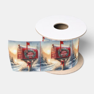 Ruban En Satin Boîte aux lettres rouge de Noël dans la neige