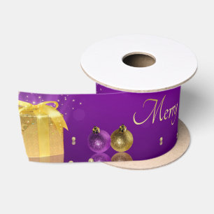Ruban En Satin Boîte cadeau de Noël doré